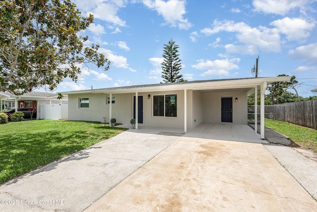 878 Iroquois Ave, Melbourne, FL 32935 - ranch-style house featuring stucco siding, driveway, and a carport