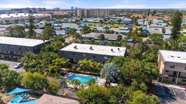 drone / aerial view of a pool area