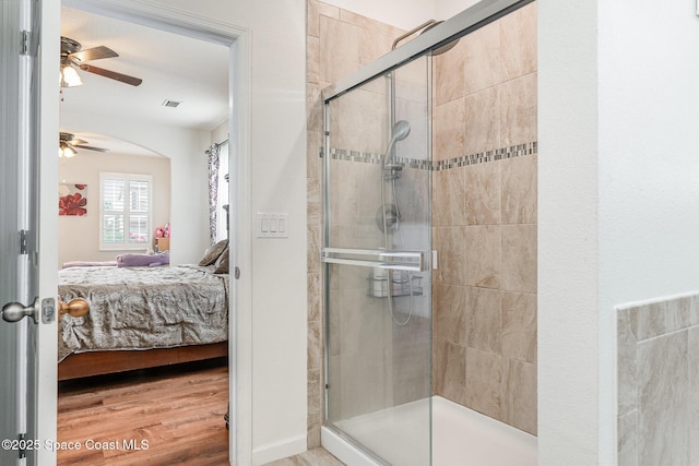 4109 Alligator Flag Cir, West Melbourne, FL 32904 - ensuite bathroom featuring ceiling fan and a shower stall