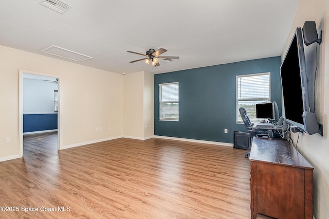 4109 Alligator Flag Cir, West Melbourne, FL 32904 - unfurnished living room with plenty of natural light, light wood-style flooring, and ceiling fan