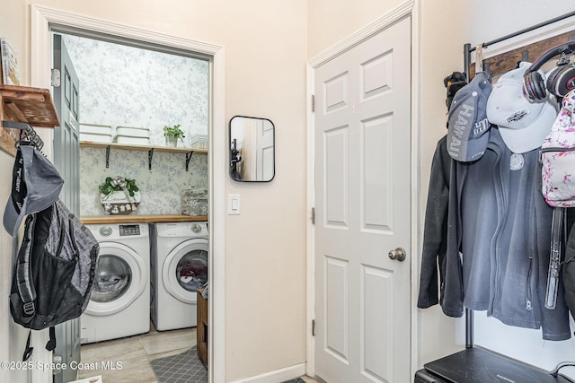 4109 Alligator Flag Cir, West Melbourne, FL 32904 - washroom featuring washing machine and dryer and baseboards