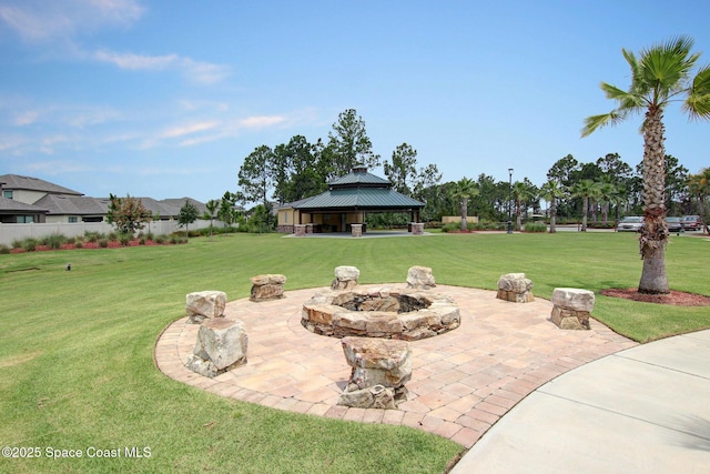 4109 Alligator Flag Cir, West Melbourne, FL 32904 - view of patio / terrace featuring a gazebo and a fire pit