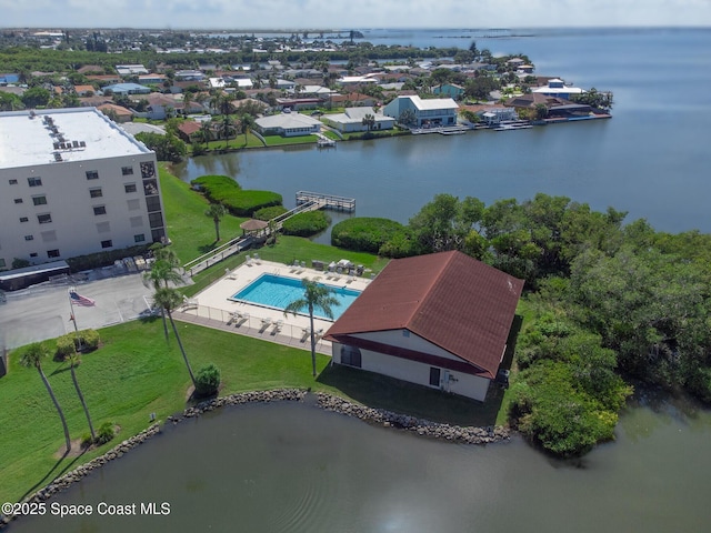 5807 N Atlantic Ave Unit 521, Cape Canaveral, FL 32920 - drone / aerial view of a nearby body of water and a pool area