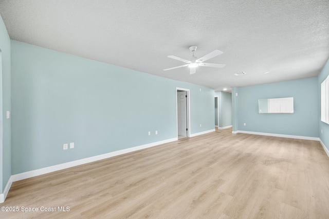 5807 N Atlantic Ave Unit 521, Cape Canaveral, FL 32920 - spare room with light wood finished floors, a ceiling fan, a textured ceiling, and baseboards