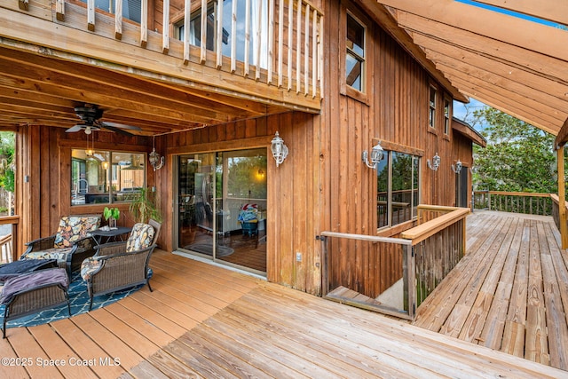 deck featuring ceiling fan