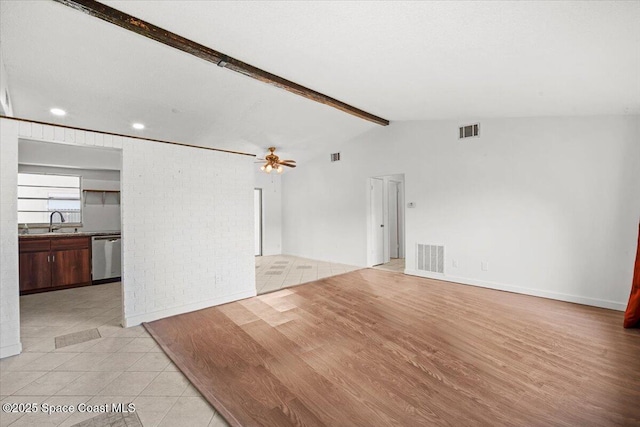 326 Brescia St NE, Palm Bay, FL 32907 - unfurnished living room featuring a sink, light tile patterned flooring, recessed lighting, and ceiling fan