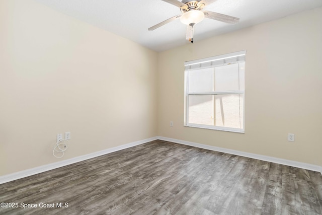 5230 Everett St, Cocoa, FL 32927 - empty room featuring wood finished floors, a ceiling fan, and baseboards