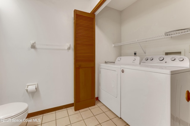 950 Vanessa Ct Unit F, Port Orange, FL 32127 - laundry room with washing machine and clothes dryer, light tile patterned floors, and baseboards