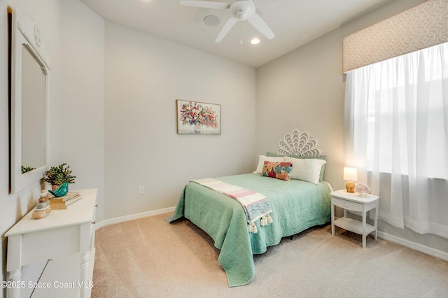 2679 Avalonia Dr, Melbourne, FL 32940 - bedroom featuring light colored carpet, recessed lighting, and ceiling fan
