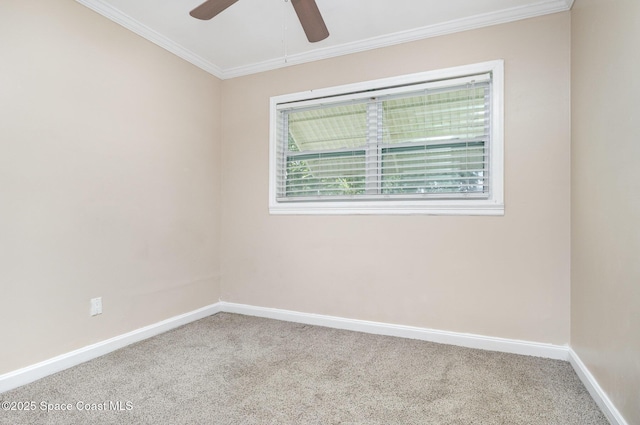 1751 5th Ct, Vero Beach, FL 32960 - carpeted empty room featuring a ceiling fan, ornamental molding, and baseboards