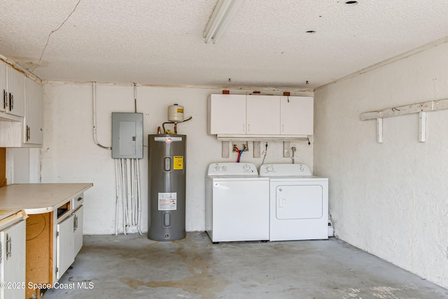 411 Dove Ln Unit 6-11, Satellite Beach, FL 32937 - below grade area with electric water heater, washer and dryer, electric panel, and a textured ceiling