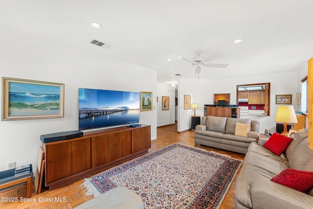 1875 Halifax Ave, Melbourne, FL 32935 - living area featuring ceiling fan and recessed lighting