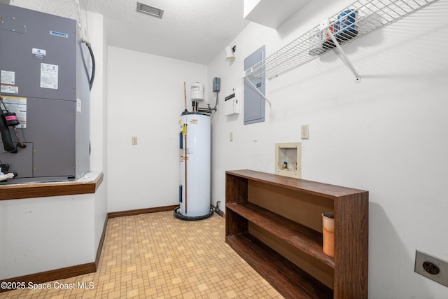 9020 Brighton Ct Unit 4-H, West Melbourne, FL 32904 - laundry room with water heater, washer hookup, electric dryer hookup, heating unit, and electric panel