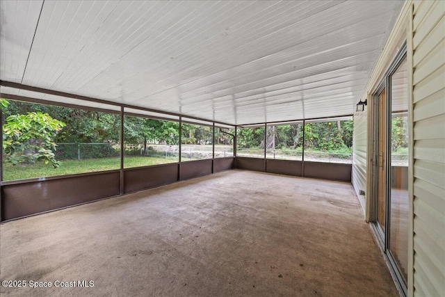 view of unfurnished sunroom