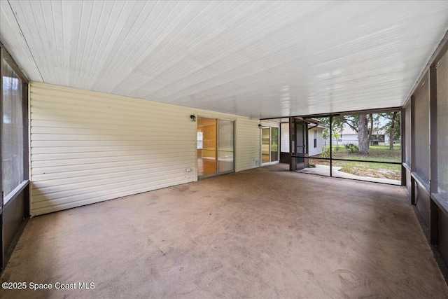 view of unfurnished sunroom