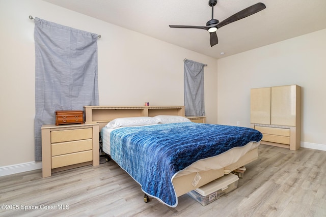 2602 Flintstone Ave SE, Palm Bay, FL 32909 - bedroom featuring light wood-style flooring, baseboards, and ceiling fan