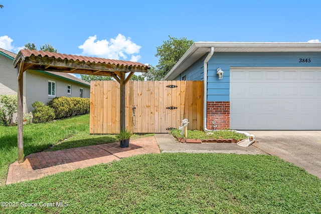 3845 Spring Creek Ln, Titusville, FL 32780 - view of side of home featuring brick siding, concrete driveway, and a garage