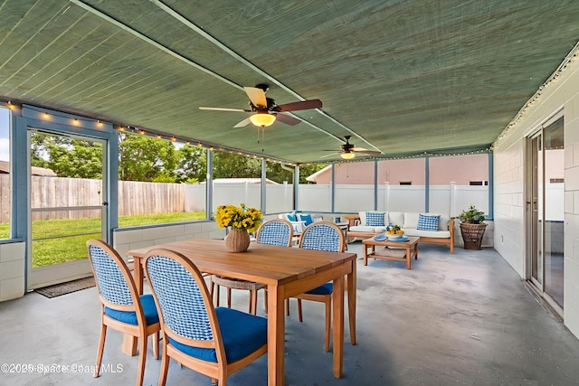 3845 Spring Creek Ln, Titusville, FL 32780 - sunroom / solarium with ceiling fan and an outdoor living space