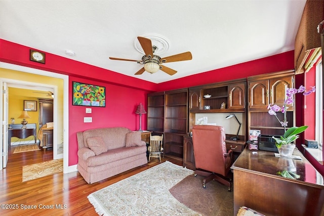 732 Bayside Dr Unit 501, Cape Canaveral, FL 32920 - office featuring ceiling fan and wood finished floors