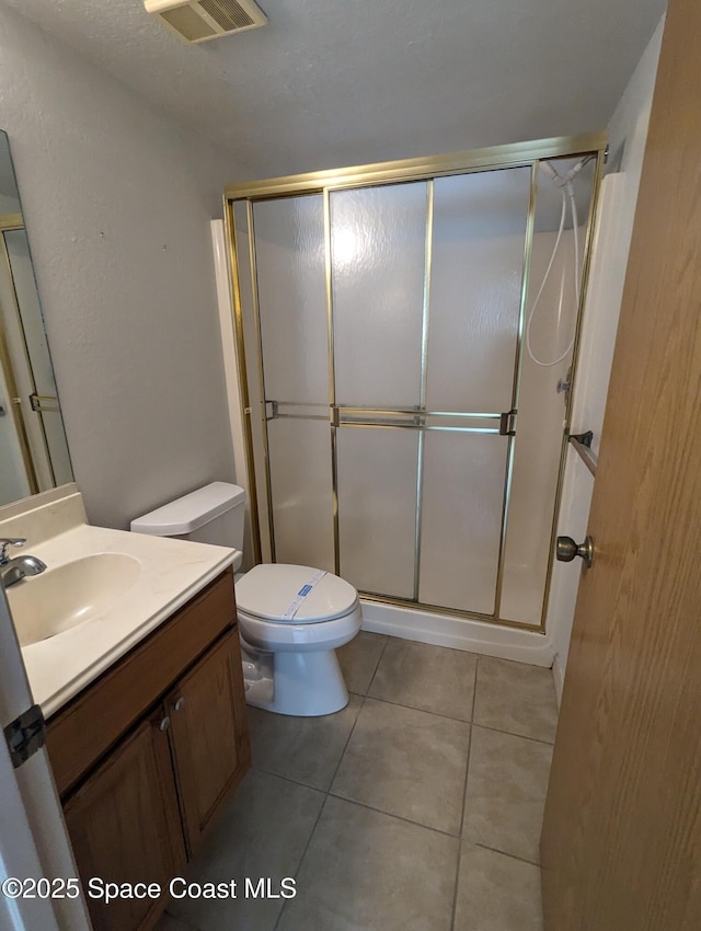 1600 University Ln Unit 1504, Cocoa, FL 32922 - bathroom with a shower stall, toilet, tile patterned flooring, and vanity