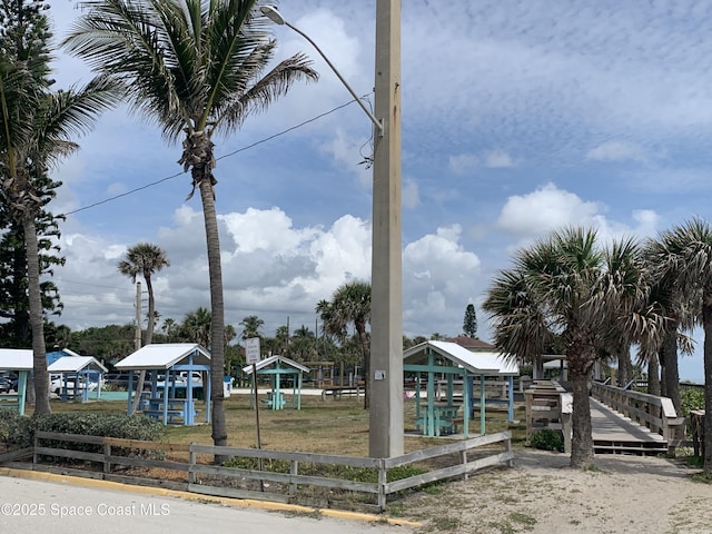 view of community with fence and a gazebo