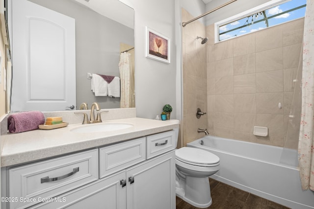 3631 Stabane Pl, Melbourne, FL 32940 - full bath with vanity, shower / bath combo with shower curtain, toilet, and wood finished floors