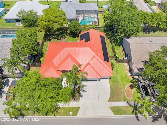 178 Cove Loop Dr, Merritt Island, FL 32953 - aerial perspective of suburban area with a pool area