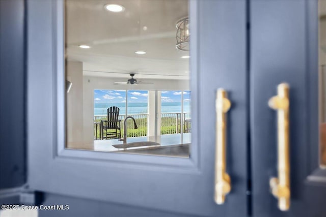 2203 Atlantic St Unit 715, Melbourne Beach, FL 32951 - detailed view of a sink, ceiling fan, and recessed lighting
