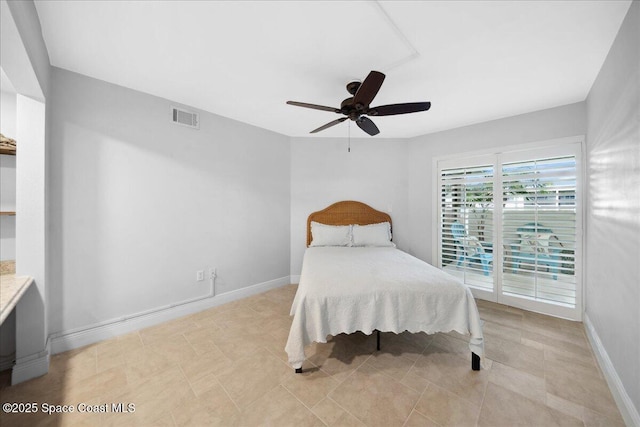 2203 Atlantic St Unit 715, Melbourne Beach, FL 32951 - bedroom with access to exterior, ceiling fan, and baseboards