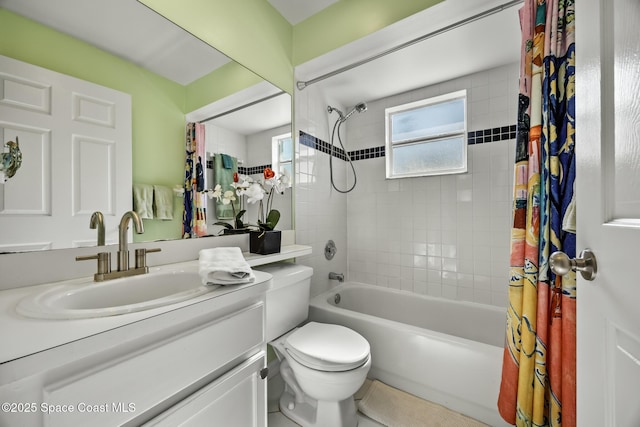 644 Sheridan Woods Dr, Melbourne, FL 32904 - full bathroom with shower / bath combo with shower curtain, toilet, and vanity