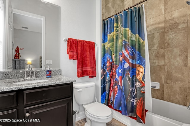 2922 Addison Dr, Melbourne, FL 32940 - full bathroom featuring vanity, toilet, and shower / tub combo