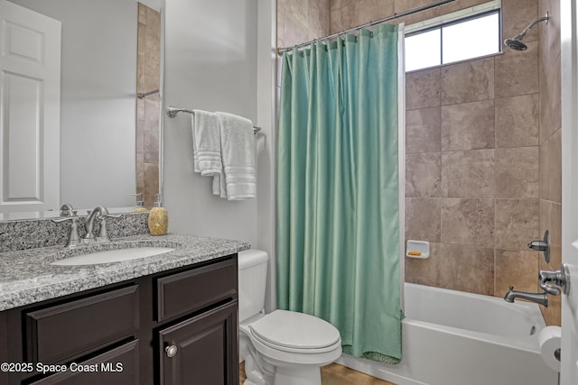 2922 Addison Dr, Melbourne, FL 32940 - bathroom with toilet, vanity, and shower / bath combo