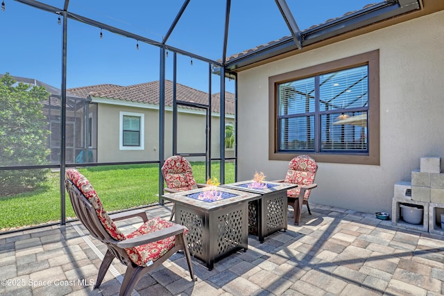 2922 Addison Dr, Melbourne, FL 32940 - sunroom featuring a fire pit