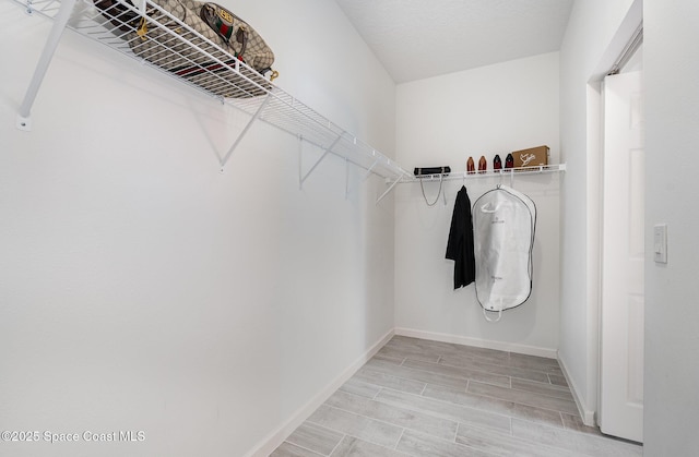 spacious closet with light wood-type flooring