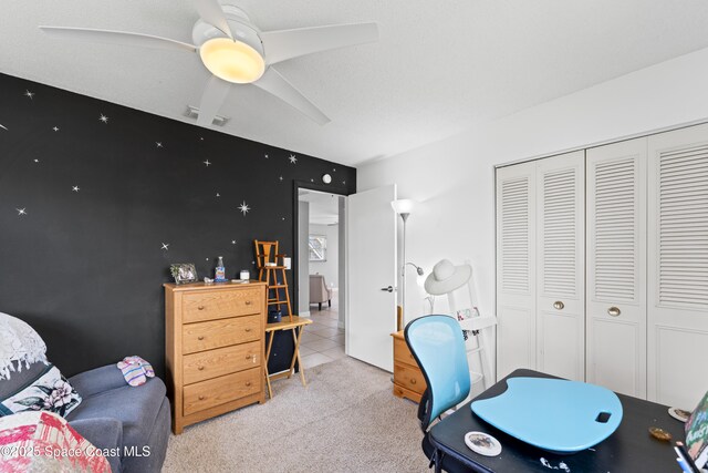 1700 Neptune Dr, Merritt Island, FL 32952 - office area with light carpet and ceiling fan