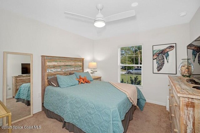 966 Stage St SE, Palm Bay, FL 32909 - bedroom featuring light colored carpet, baseboards, and ceiling fan