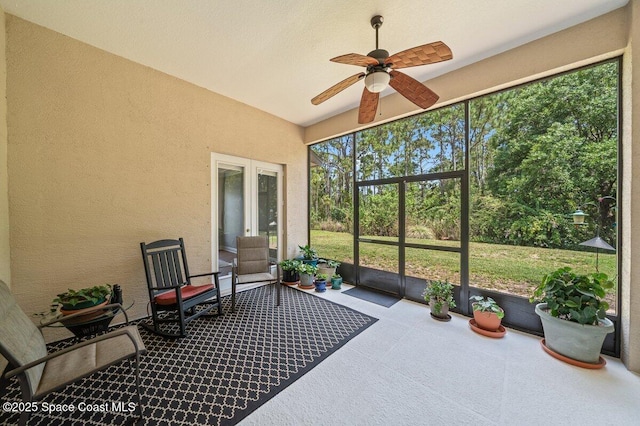 471 Hallmark St SE, Palm Bay, FL 32909 - sunroom / solarium with a ceiling fan and french doors