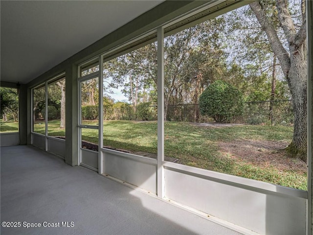 view of unfurnished sunroom