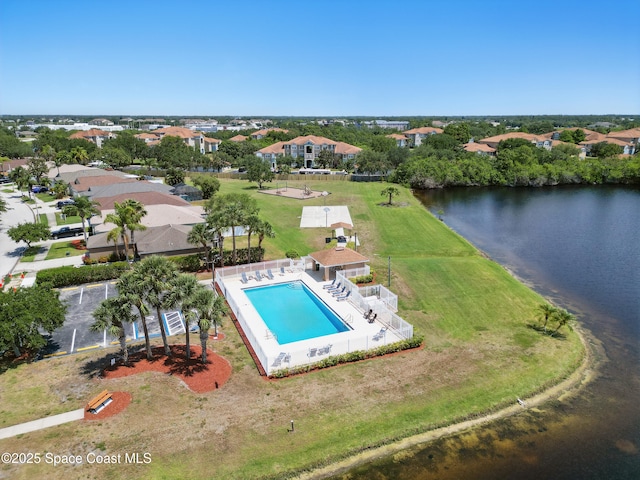 2127 Deercroft Dr, Melbourne, FL 32940 - bird's eye view of a pool and a large body of water
