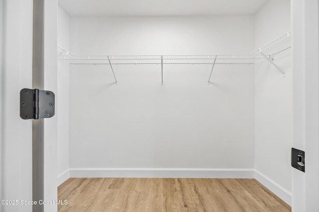 spacious closet with light wood finished floors