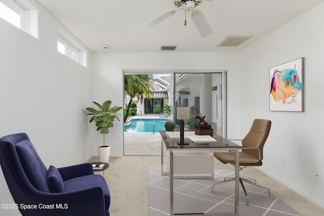 7433 Monterey Ct, Melbourne, FL 32940 - office space with carpet, a ceiling fan, and baseboards