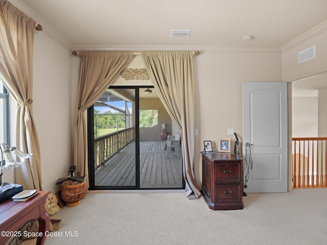 1013 Balmoral Way, Melbourne, FL 32940 - carpeted bedroom featuring access to outside and ornamental molding