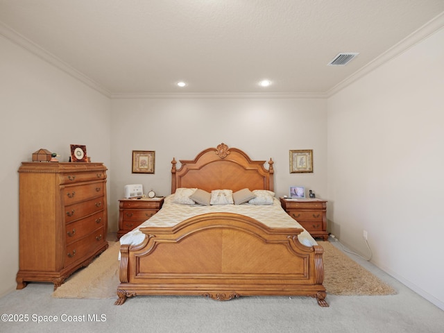 1013 Balmoral Way, Melbourne, FL 32940 - bedroom featuring light carpet, crown molding, and recessed lighting