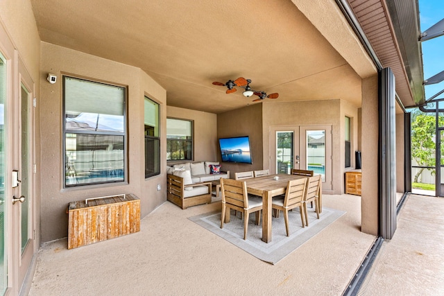 293 Adamo Way, Melbourne, FL 32904 - view of patio / terrace featuring a ceiling fan, french doors, and outdoor lounge area