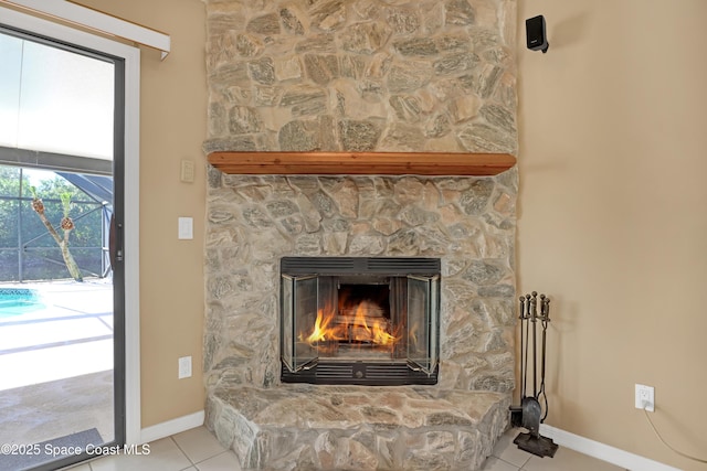 2805 Forest Run Dr, Melbourne, FL 32935 - detailed view of a stone fireplace and baseboards