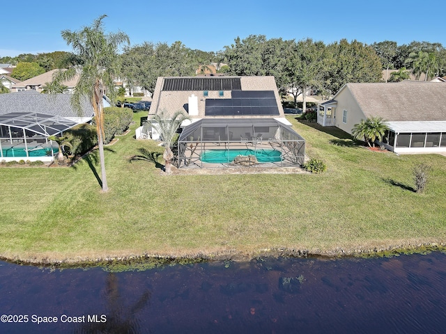 2805 Forest Run Dr, Melbourne, FL 32935 - aerial view of property and surrounding area with a pool area and a large body of water