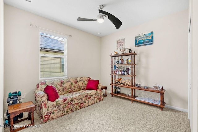 3575 Salt Marsh Cir, West Melbourne, FL 32904 - sitting room with carpet, ceiling fan, and baseboards
