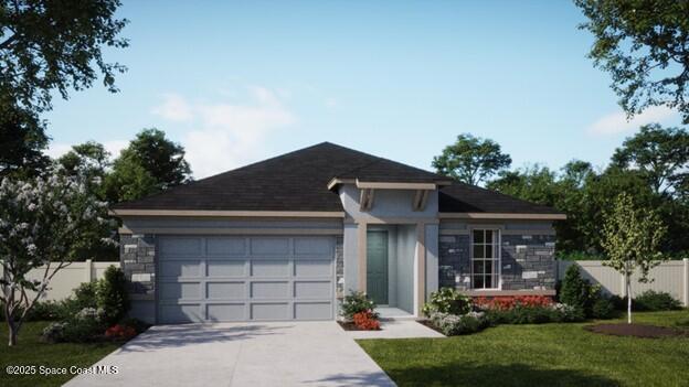 2312 Carrick St NW, Palm Bay, FL 32907 - view of front of home with an attached garage and concrete driveway