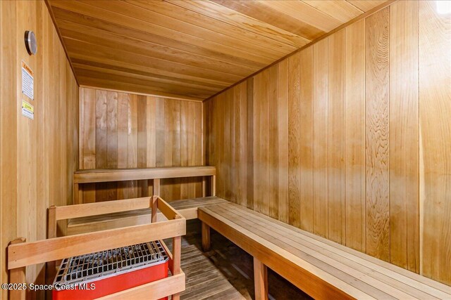 7008 Sevilla Ct Ph 505, Cape Canaveral, FL 32920 - sauna / steam room with wooden ceiling and wooden walls