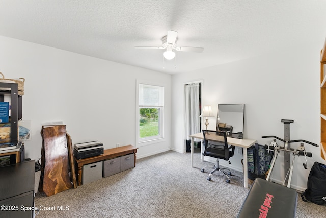 722 Hyannie St NE, Palm Bay, FL 32907 - office space with a ceiling fan, carpet, a textured ceiling, and baseboards